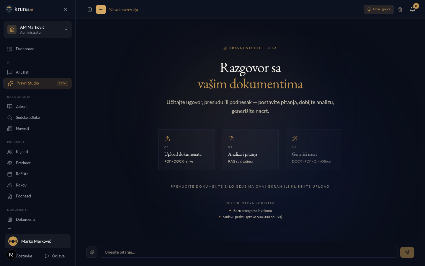 Pravni Studio — V2 chat sa citatima iz crnogorskih zakona i sudske prakse
